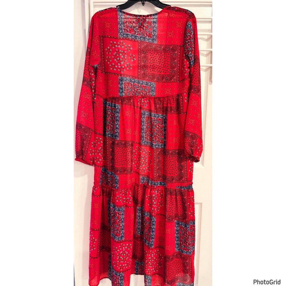 Turquoise Haven Patriotic Red, White, & Blue Duster Hippie Indie Festival - Picture 3 of 3
